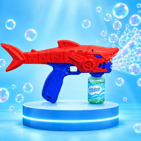 Shark Bubble Gun for Kids | LED Lights and Music Rechargeable Outdoor Toy 4