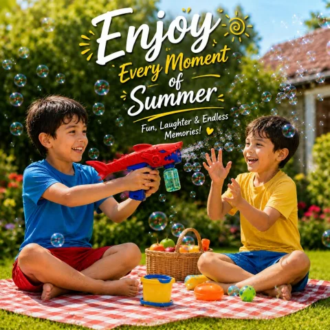 Shark Bubble Gun for Kids | LED Lights and Music Rechargeable Outdoor Toy