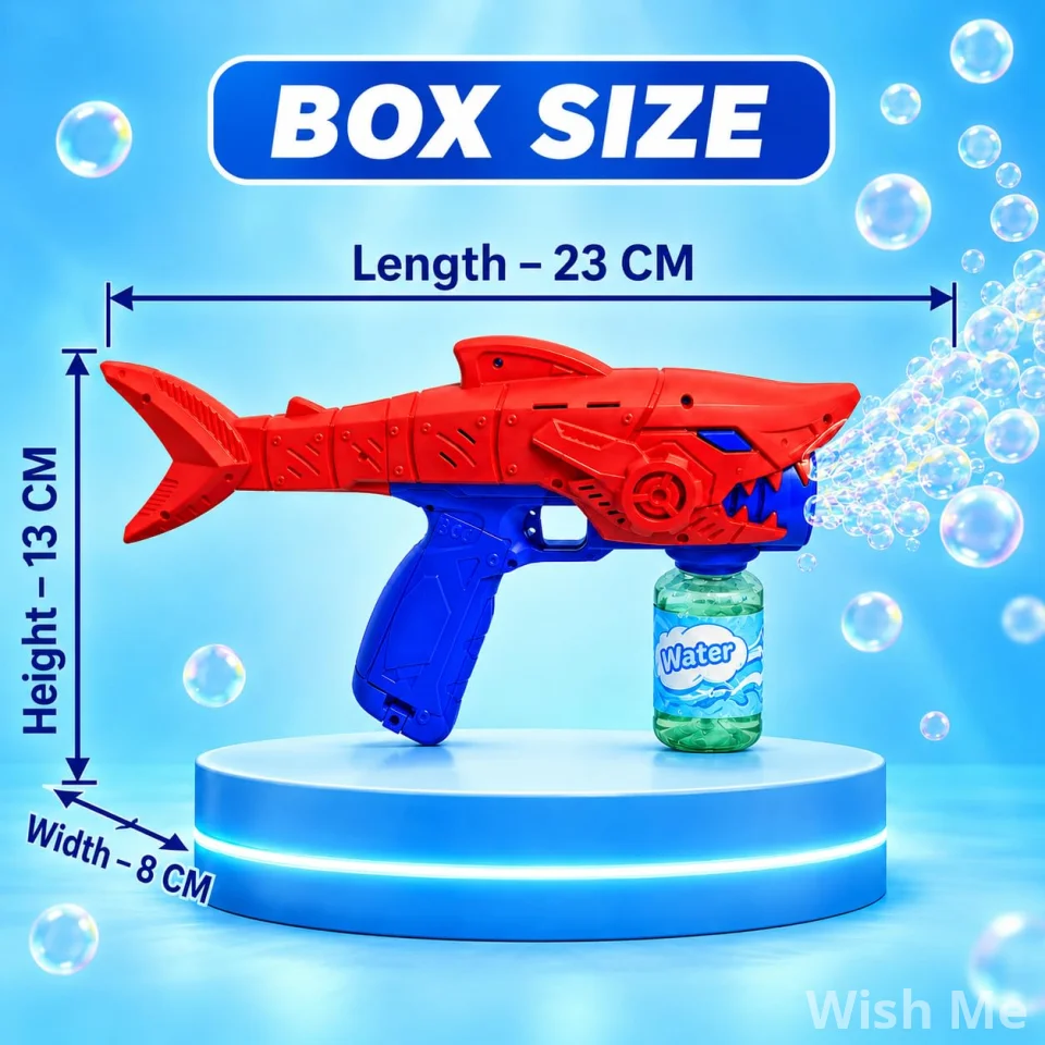 Shark Bubble Gun for Kids | LED Lights and Music Rechargeable Outdoor Toy
